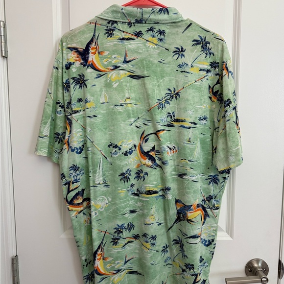 Ralph Lauren Green and Blue Polo Shirt with Tropical Print - Picture 4 of 4